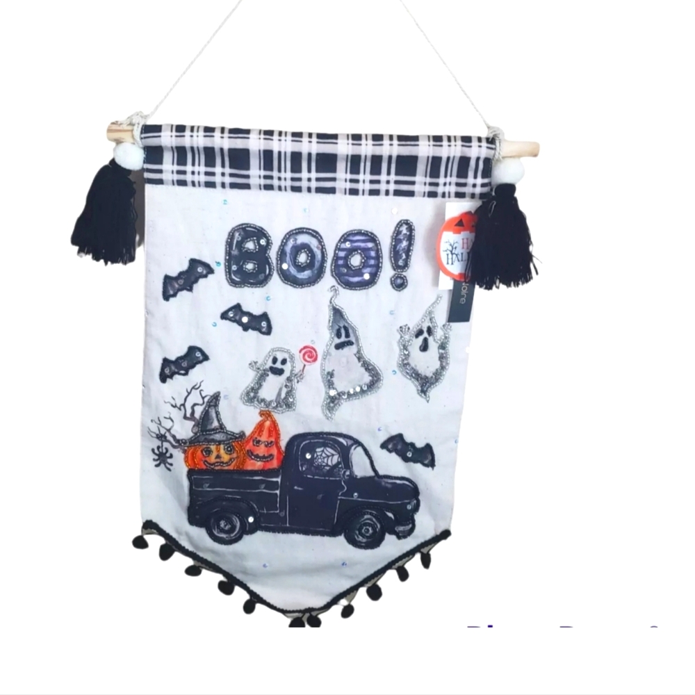 Halloween Beaded/Sequin Wall Hanging Flag New